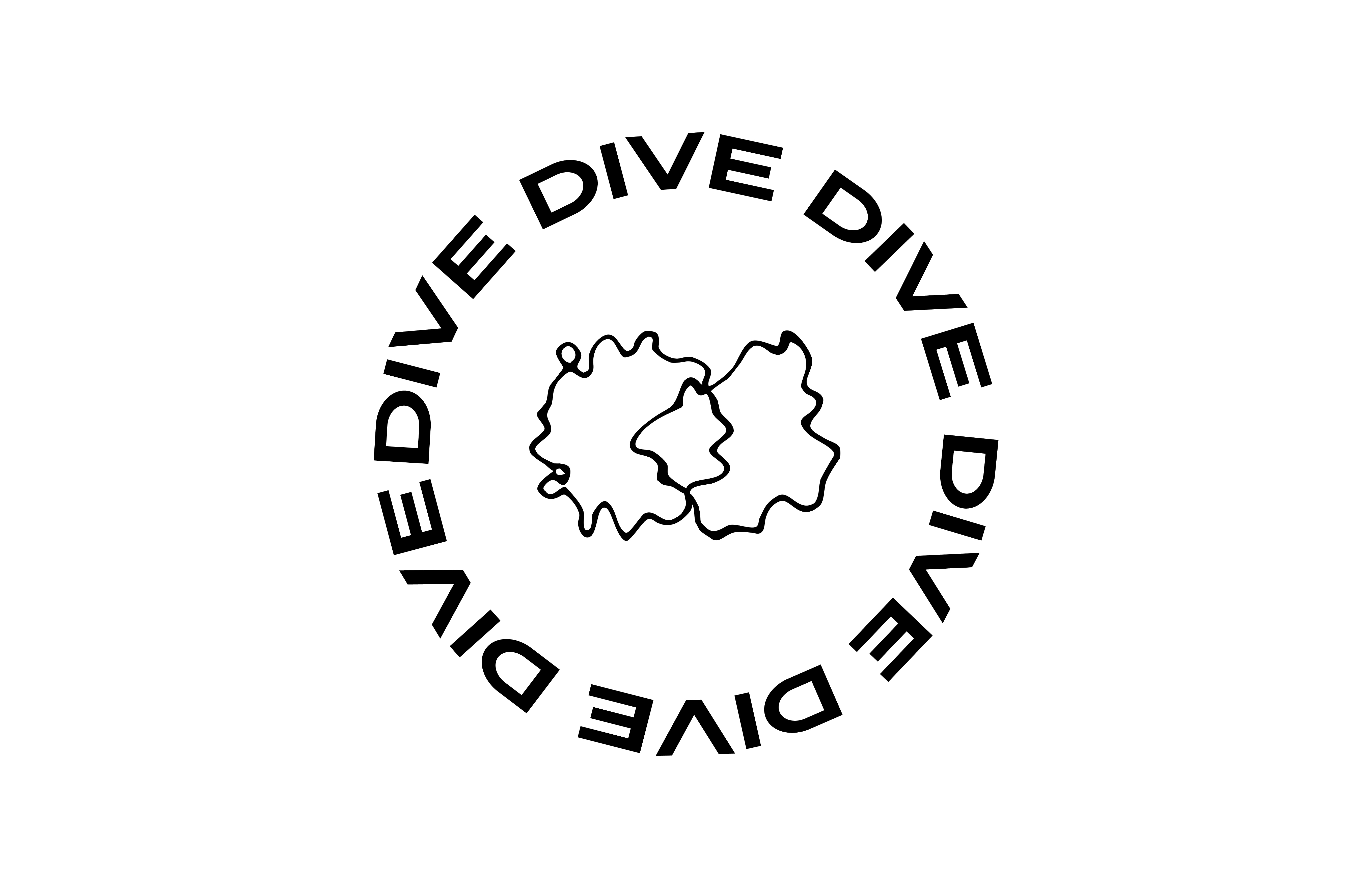 The text DIVE in a circle on white background